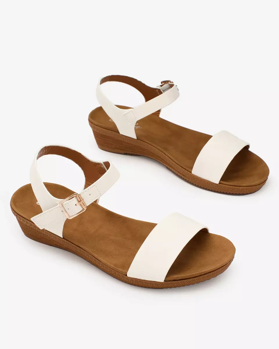 Royalfashion Weiße Damen Öko-Ledersandalen Classy Stylish