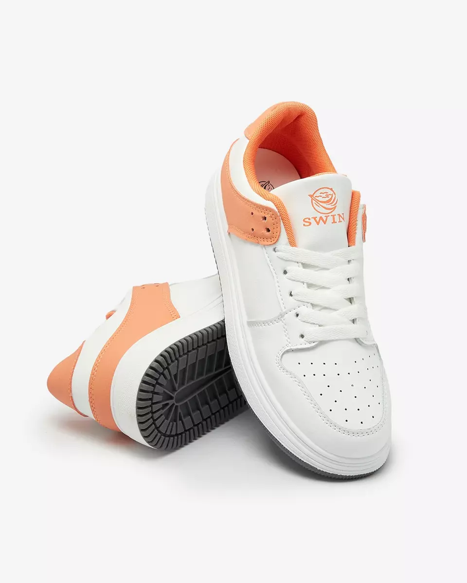 Royalfashion Weiße und orangefarbene Damen Sportschuhe Elevace