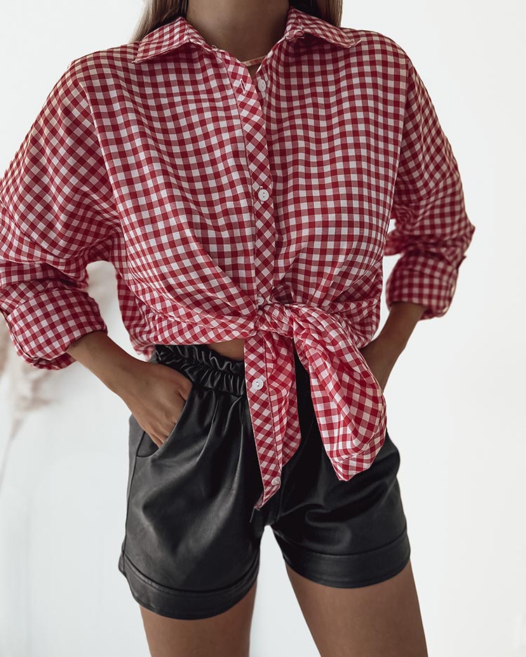 Royalfashion Women's Long Checked Shirt