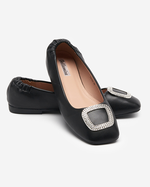 Schwarze Damen-Loafer mit Cubic Zirkonia Gievori - Schuhe