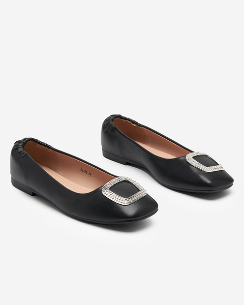 Schwarze Damen-Loafer mit Cubic Zirkonia Gievori - Schuhe