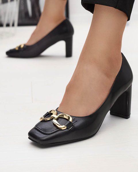 Schwarze Damen-Pumps im Mokassin-Stil Cancoro- Footwear