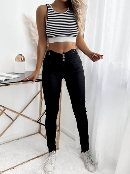 Schwarze Damen-Teggings-Hose- Bekleidung