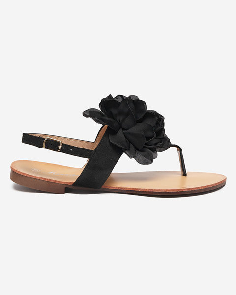 Schwarze Damensandalen mit Blume Nerikala - Schuhe