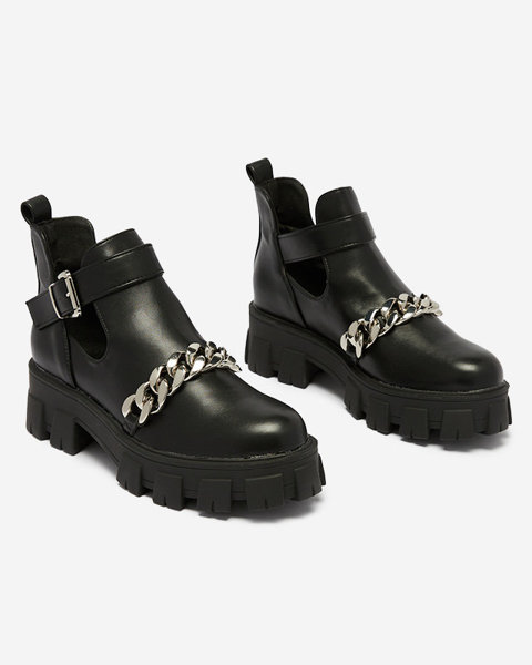 Schwarze Damenstiefel mit Ausschnitt und Verzierung Meveril - Footwear