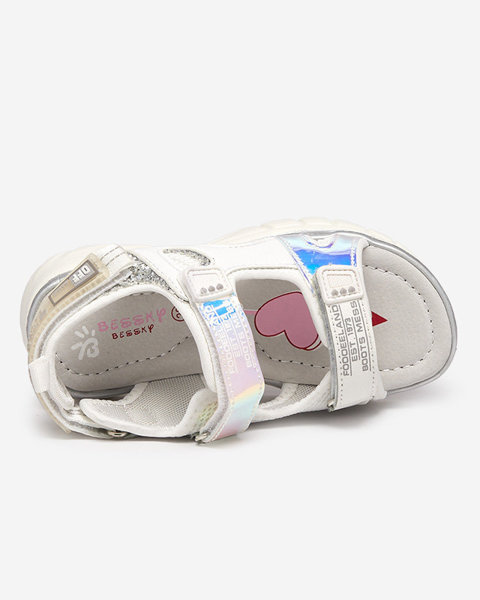 Weiß-silberne Kinder-Sandale mit bunten Einsätzen Murino - Footwear