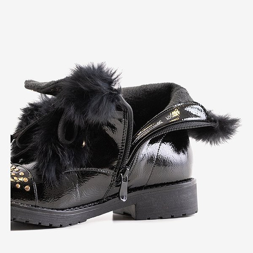 Чорні лаковані черевики з хутром Flaminia - Взуття