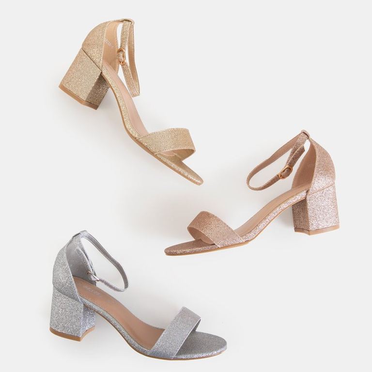 Goldene Damen-Sandalen aus Brokat mit niedrigem Pfosten Brossina - Schuhe