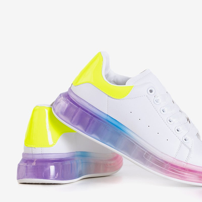 Weiße Sportschuhe für Damen mit bunter Palmer-Sohle - Schuhe