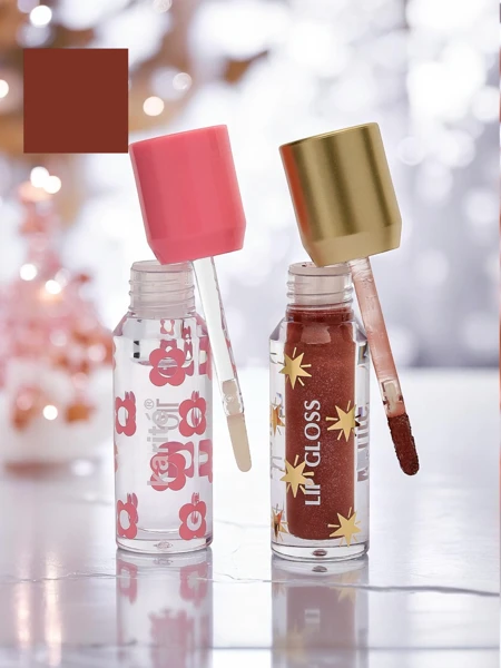 Glitzer Lipgloss und farbloser 2-in-1 Lipgloss Bronse