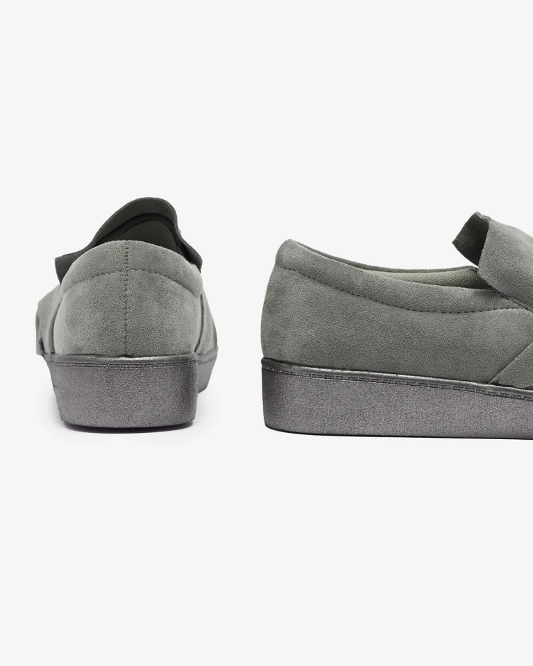 Graue Damen-Slipper aus Öko-Wildleder Bliwix - Footwear