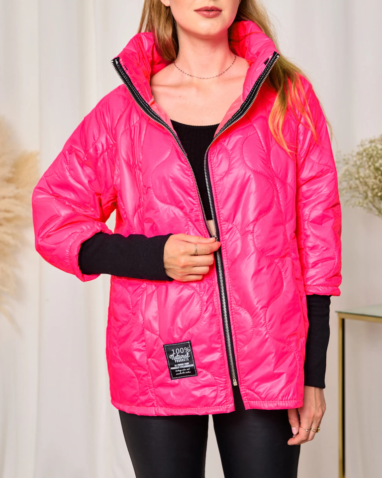 Royalfashion Neon Pink Damen Steppjacke mit Patch