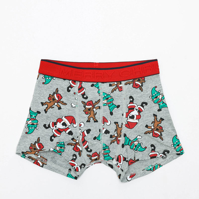 Graue 'Weihnachts-Boxershorts für Jungen - Unterwäsche