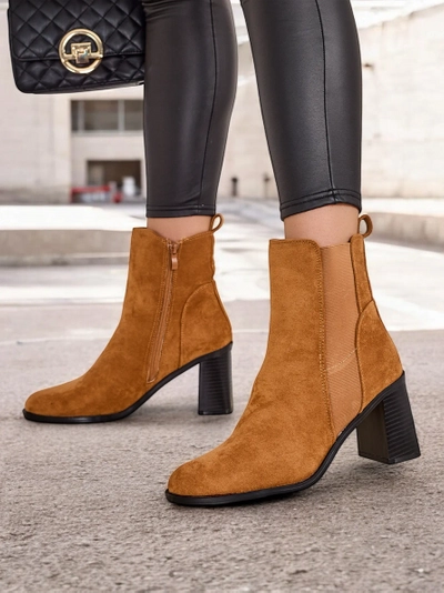 Royalfashion Damen-Stiefeletten mit einem klobigen Absatz Enotto