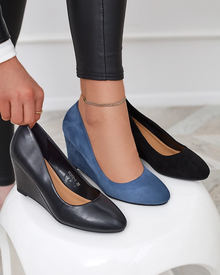 Klassische Damen Pumps aus Öko-Wildleder in schwarzer Farbe Jiwitis - Schuhe