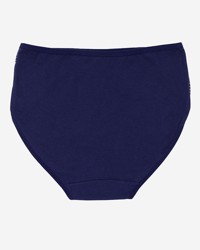 Marineblauer Damenslip aus Baumwolle mit Aufdruck. PLUS SIZE- Unterwäsche