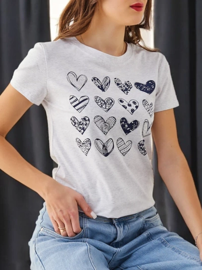 Royalfashion Damen Baumwoll-T-Shirt A Lot of Hearts