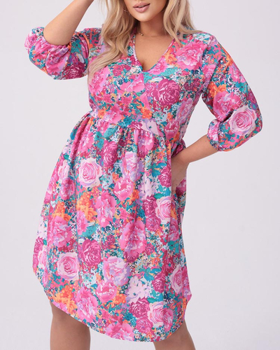 Royalfashion Knielanges Damenkleid mit Print PLUS SIZE