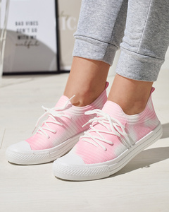 Weiß und rosa gerippte Damen-Sneaker Manfer- Footwear