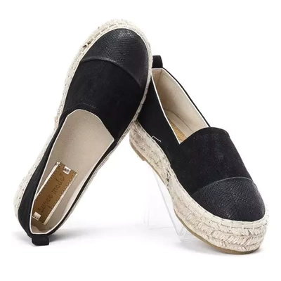 OUTLET Schwarze Espadrilles mit dekorativer Spitze Steve - Footwear