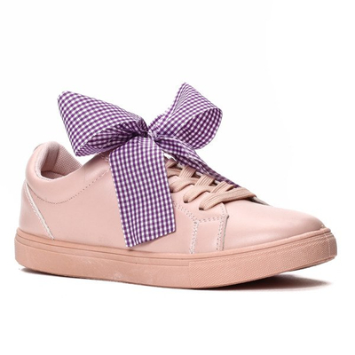 Różowe, sportowe buty z kokardą Alice - Obuwie