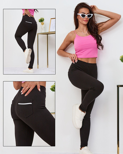 Royalfashion Schwarze Damen-Leggings mit Taschen