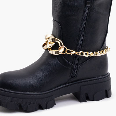 Schwarze Damenstiefel mit Kette Sudzi- Footwear