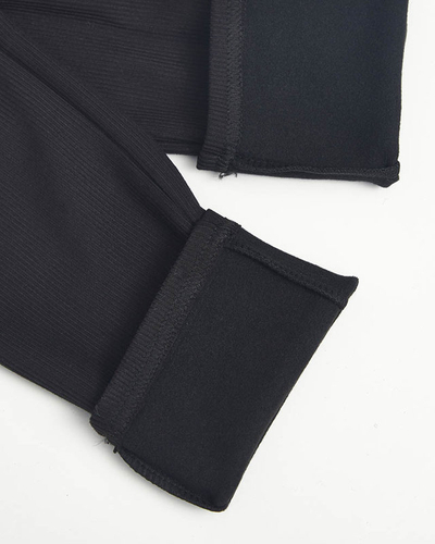 Schwarze, gerippte Leggings für Damen - Kleidung