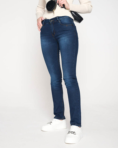 Marineblaue Damenjeans mit geradem Bein - Kleidung