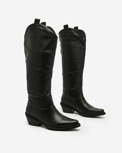 Royalfashion Schwarze Damenstiefel a'la cowgirls Gotenas