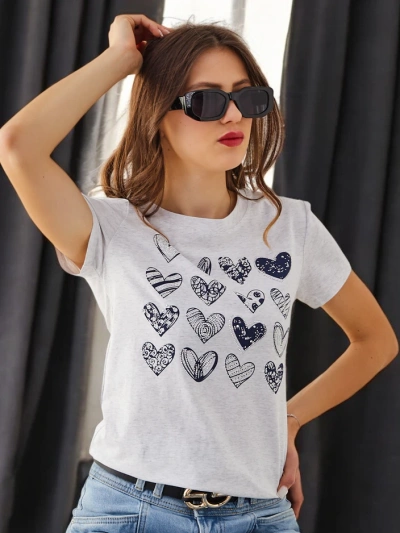 Royalfashion Damen Baumwoll-T-Shirt A Lot of Hearts