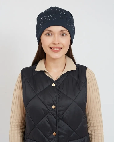 Royalfashion Damen-Beanie-Mütze mit Strasssteinen