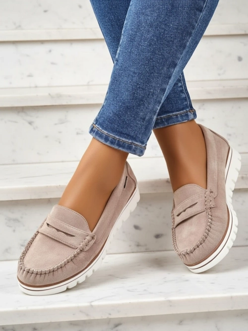 Luna Елегантність бежевих мокасинів з екошкіри