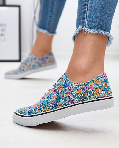 Blaue Damen Sneaker mit Blumenmuster Sertoli - Footwear