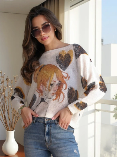 Royalfashion Dünner Damenpullover mit Print