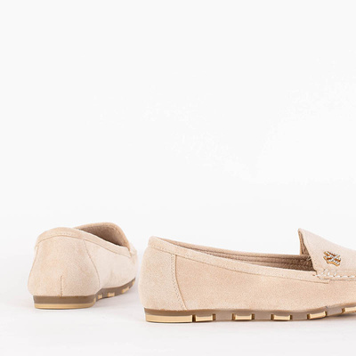 Damen-Loafer aus Öko-Wildleder in Beige mit Pixila-Dekor - Schuhe