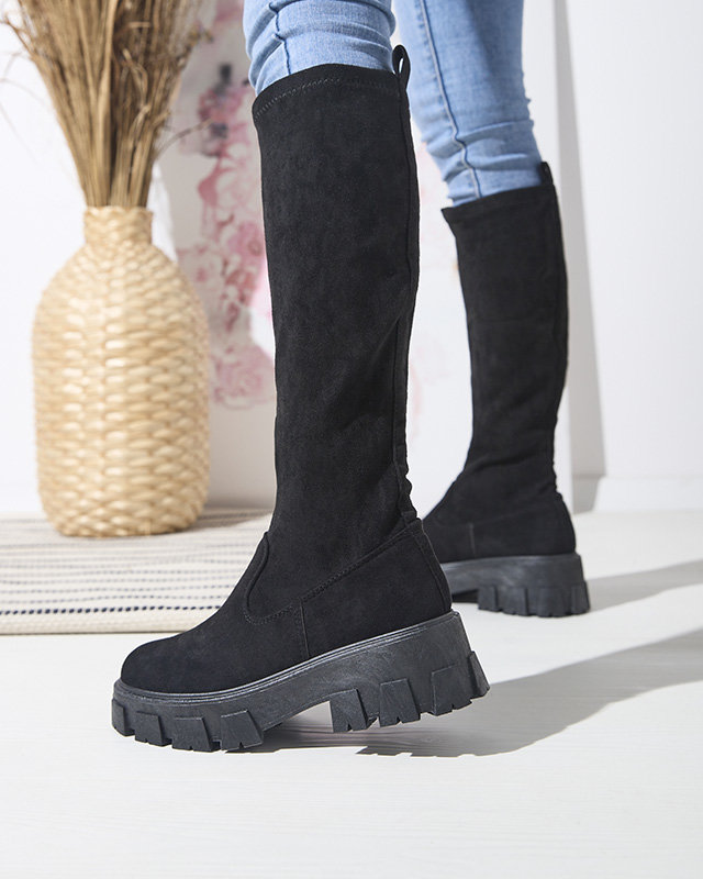 Schwarze kniehohe Damenstiefel zum Hineinschlüpfen Nedara - Footwear