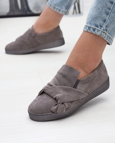 Graue Damen-Slipper aus Öko-Wildleder Bliwix - Footwear