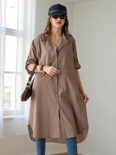 Royalfashion Baumwoll Langarm Damen Oversized-Shirt