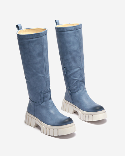 OUTLET Blaue mittelhohe Damenstiefel Astaroth - Schuhe