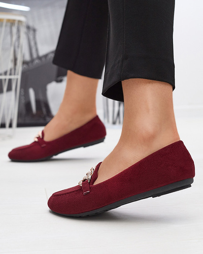 Burgunderfarbene Öko-Wildleder-Loafer für Damen mit Kette Osylia - Schuhe