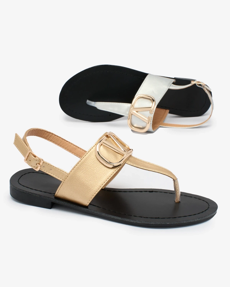 Royalfashion Damen goldene Jalones Flip-Flop-Sandalen