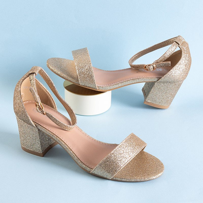 Goldene Damen-Sandalen aus Brokat mit niedrigem Pfosten Brossina - Schuhe