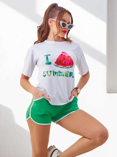 Royalfashion Damen Sportset mit T-Shirt und Shorts Wassermelone