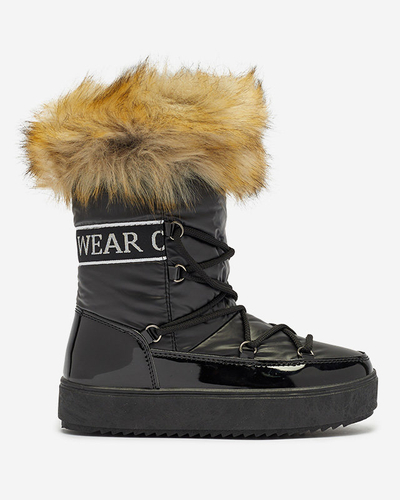 Lackierte Damen-Schneestiefel in schwarzer Farbe Fursav- Footwear