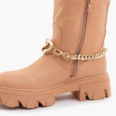 Braune Damenstiefel mit Kette Sudzi- Footwear