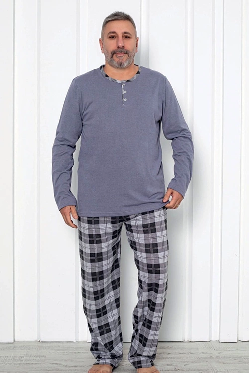 Royalfashion Baumwolle Herren Karierte Pyjama XXL