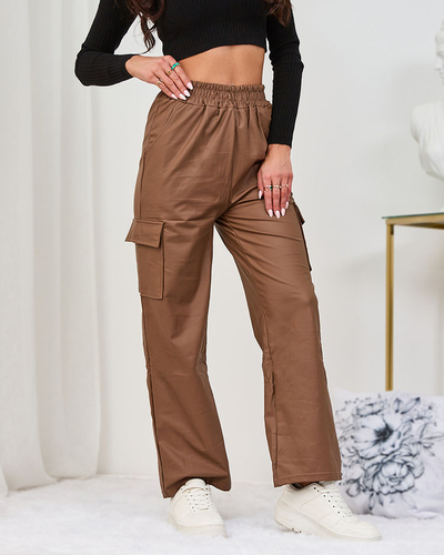 Royalfashion Braune Damen-Kampfhose aus Ökoleder