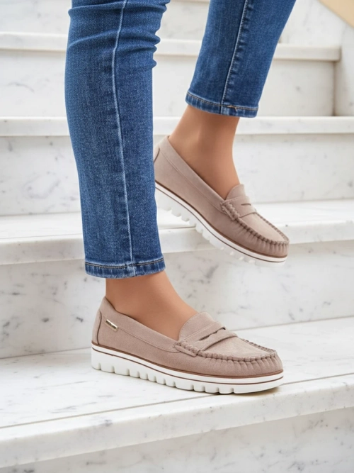 Luna Елегантність бежевих мокасинів з екошкіри