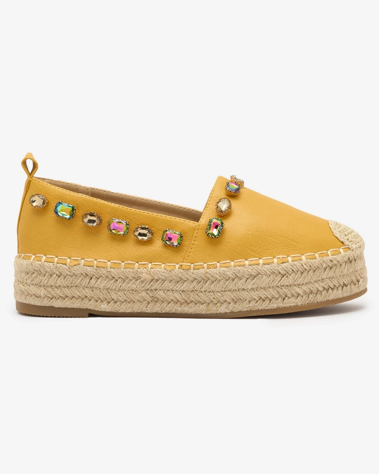 OUTLET Gelbe Damen-Espadrilles mit Kristallen Ziennie - Schuhe